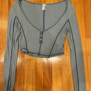 Urban Outfitters Gray Long Sleeve Crop Top